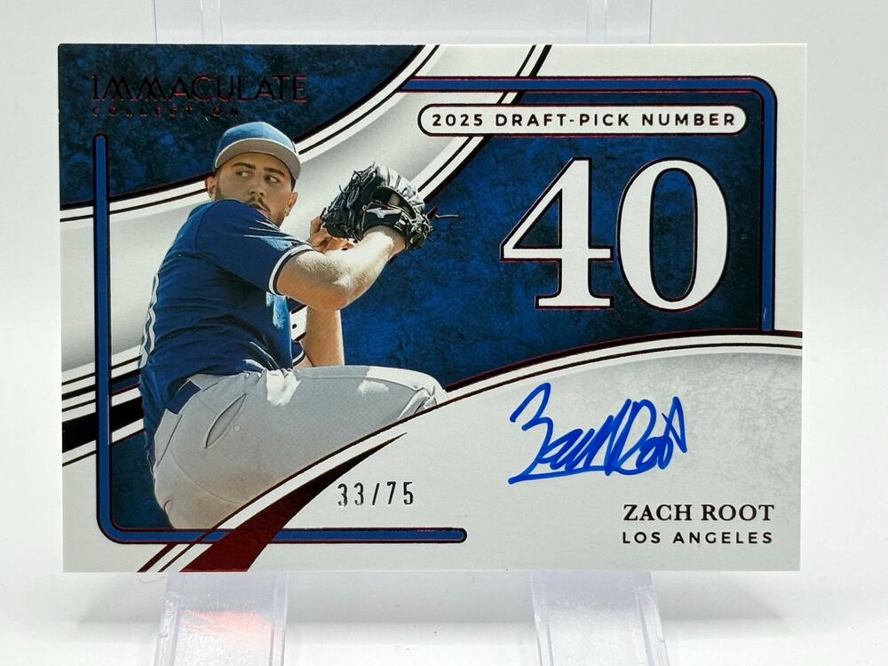 2026 Panini Immaculate Zach Root Draft Number Red Foil On Card Auto /75 Dodgers